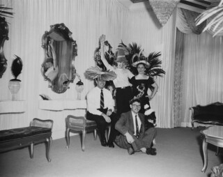 Cunningham (centre) and friends wearing his creations