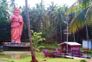 A statue of St Thomas at the Palayur Jetty, Kerala.