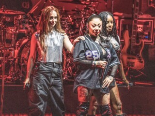 Sugababes headlining the main Castle stage at Camp Bestival in Lulworth, Dorset, 1 August 2025 (Ian Knight / Alamy)