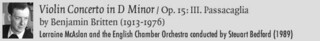 Violin Concerto in D Minor Op. 15: 3. Passacaglia by Benjamin Britten