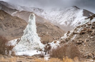An ice stupa for water storage in a Ladakh village (Andrew Gasson/Alamy)