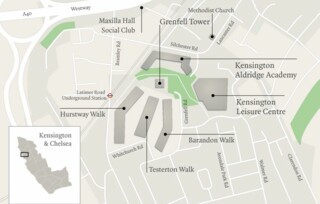 Map of area around Grenfell Tower