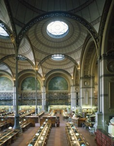 Labrouste’s reading room at the Bibliothèque nationale, 1854-75. © Georges Fessy