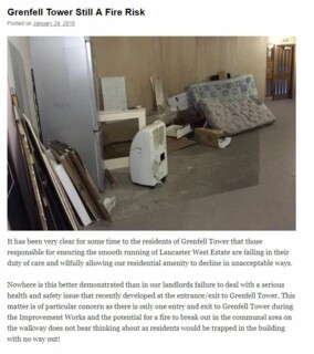 The Grenfell Action Group blog from January 2016.