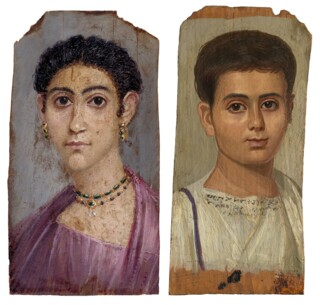 Portraits of a woman (c.100-120) and of a boy called Eutyches (c.100-150).