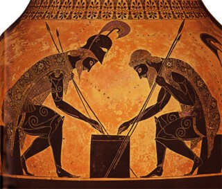 The Greek army isn’t what it used to be: Ajax and Achilles, amphora by Exekias, sixth century BC.