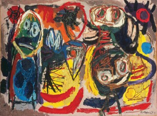 Above, ‘Hip, Hip, Hoorah!’ (1949) by Karel Appel. © Karel Appel Foundation