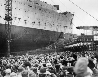 The Queen Mary being launched at John Brown’s shipyard in Clydebank, 1934