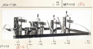 A silver tea and coffee service designed by Josef Hoffmann