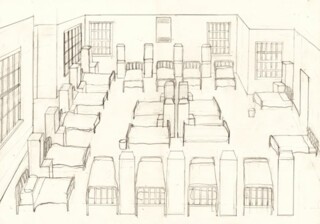 David Beales’s drawing of Guy Ward, Bethlem Hospital (2003) from his time there in 1981.