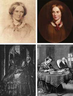 Clockwise from top left: George Richmond’s drawing of Charlotte (1850); J.H. Thompson’s painting; Father and daughter by an unknown artist; Joan Hassall’s engraving.