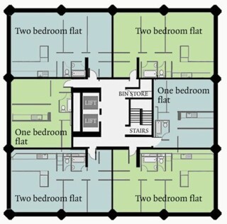 The floorplan in Grenfell Tower