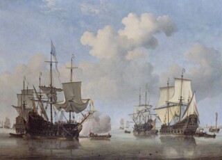 ‘Calm: Dutch Ships Coming to Anchor’ by Willem van de Velde the Younger (c.1665)
