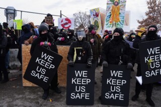Protesters outside the Bishop Whipple Federal Building in Minneapolis on Saturday, 7 February 2026 (AP/Ryan Murphy/Alamy)