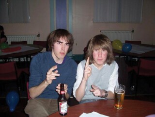 Tom Crewe (with pint) and friend (2007)