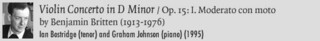 Violin Concerto in D Minor Op. 15: 1 Moderato con Moto by Benjamin Britten
