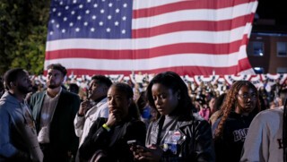 Kamala Harris’s supporters at Howard University on election night. Photo © Jemal Countess / UPI / Alamy