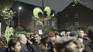 The Grenfell Green Heart, at a silent march near the tower in November 2017.