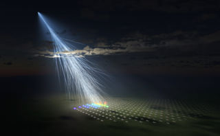Artist’s impression of the high energy particle being detected by the Telescope Array. Photo © Osaka Metropolitan University/L-INSIGHT, Kyoto University/Ryuunosuke Takeshige
