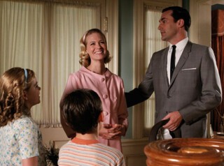 Betty Draper and Don Draper, with their children, in season three of ‘Mad Men’.
