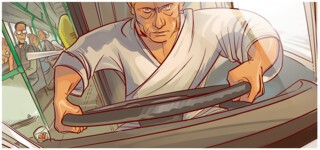 A panel from ‘Super Putin’ by Sergei Kalenik.