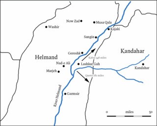 Map of Afghanistan showing Helmand and Kandahar