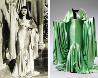 Pale celadon satin butterfly dress