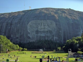 The Stone Mountain carving as seen from Memorial Lawn in September 2007