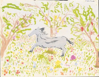 A drawing of a horse