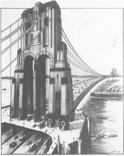 The suspension bridge Hitler wanted to build across the River Elbe.