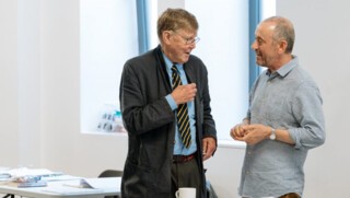 Alan Bennett and Nicholas Hytner in rehearsal for Allelujah!