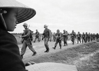 Marines marching in Danang in 1965.