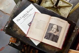 The LRB’s limited edition print and a copy of the British Library’s new facsimile edition of the First Folio