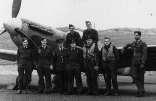 Julian Marryshow (right) and colleagues of 602 Spitfire Squadron, Sumburgh, January 1943. Photo © Royal Air Force Museum