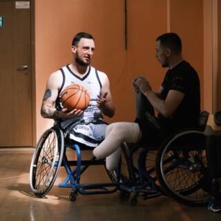 Ukrainian war veterans at basketball practice in Odesa. Photo © Lukasz Mackiewicz